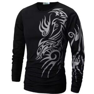 M🐉 Tribal Tattoo Graphic Long Sleeve Top Unisex